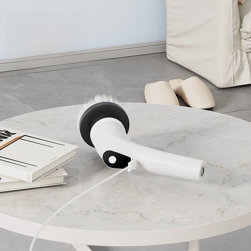 Cordless spin scrubber cleaning tile and grout