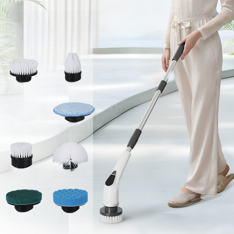 Electric spin scrubber with interchangeable cleaning heads