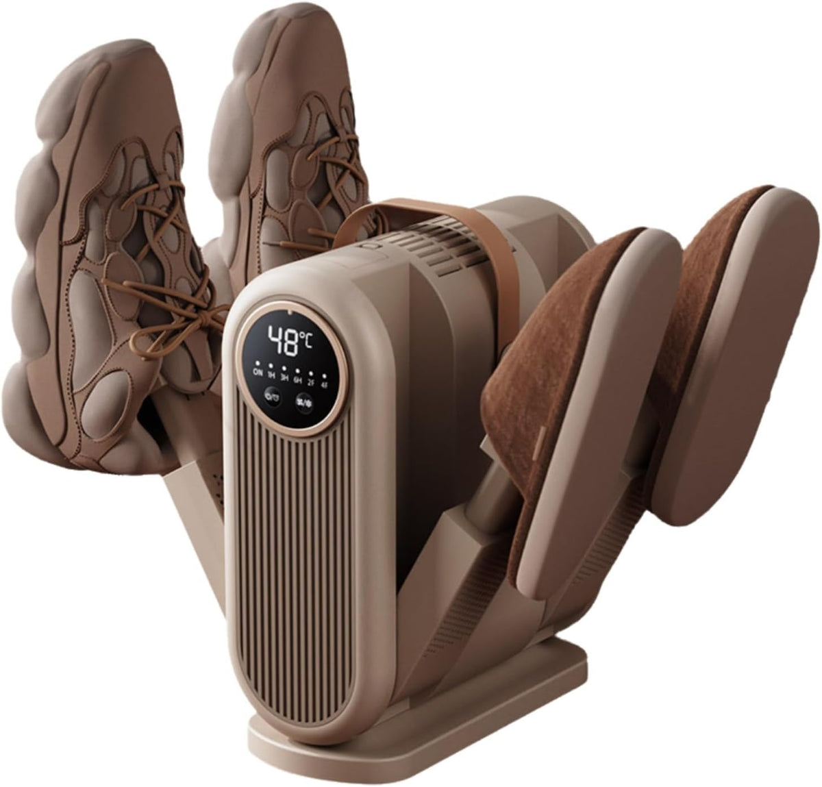 Four-arm shoe dryer drying two pairs of footwear