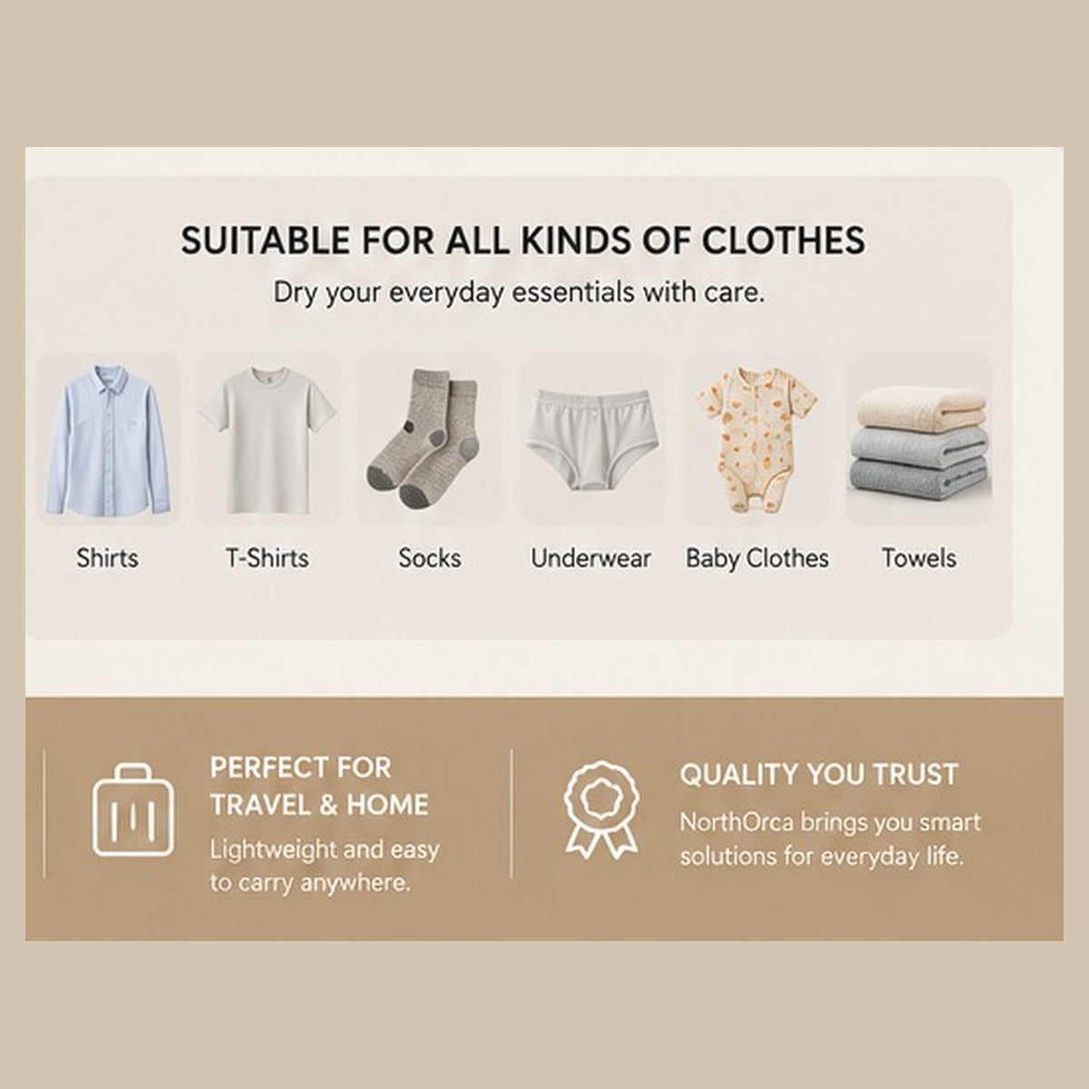 Portable clothes dryer suitable for everyday garments