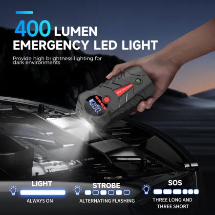 Car jump starter emergency LED light with light strobe and SOS modes