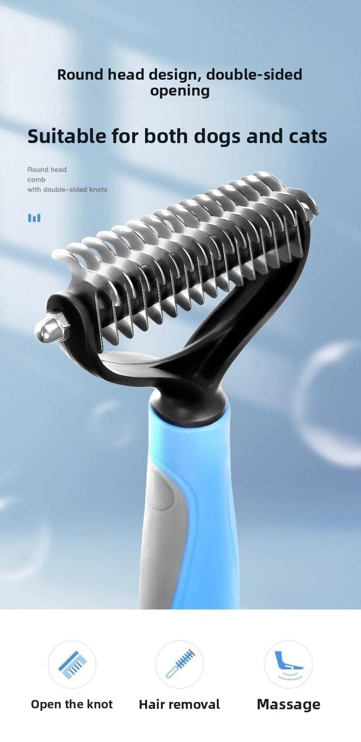Pet comb fine teeth and grooming handle