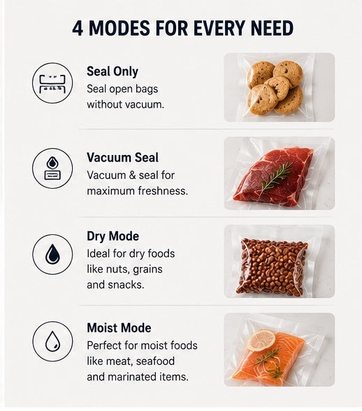 NorthOrca vacuum sealer four operating modes
