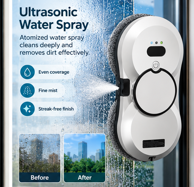 NorthOrca window cleaning robot water spray marketing image