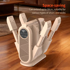 Foldable four-arm shoe dryer compact storage design